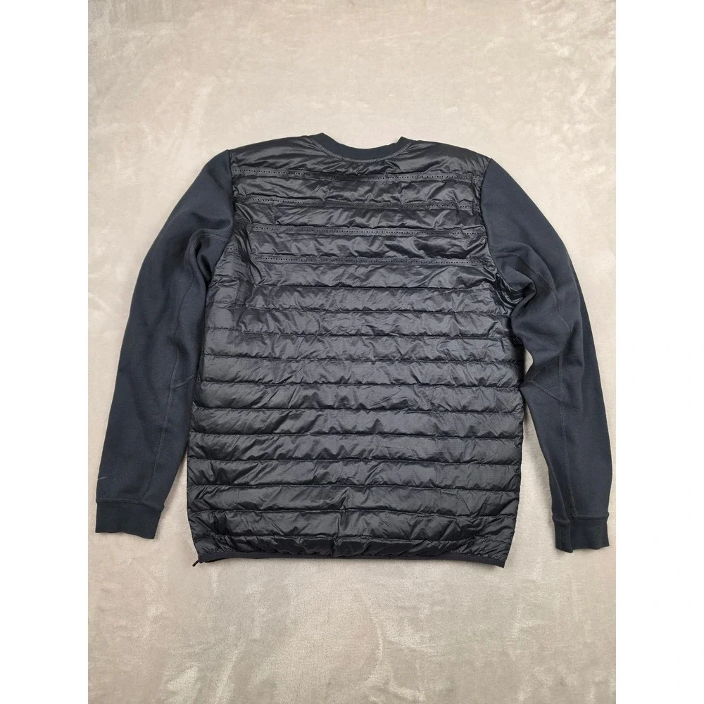 Nike Aeroloft 800 Down Fill Crew Sweatshirt Mens L Black Hybrid Side Zip 678265